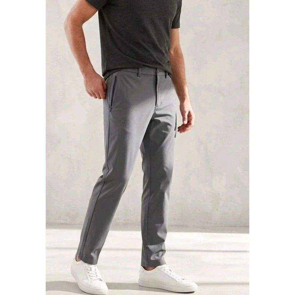 Banana Republic Mens Gray Performance Golf Chino Pants 34x29 Elastic Waist Stret
